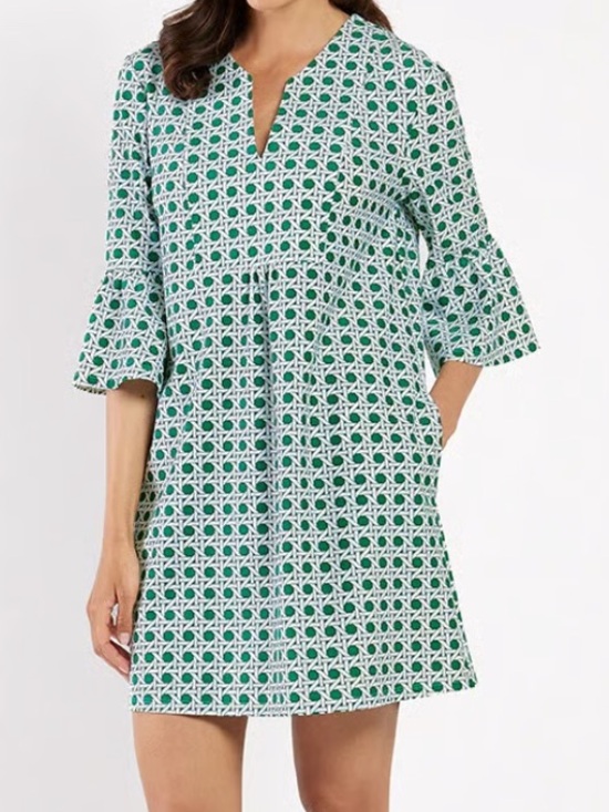 Jude Connally Dresses & Skirts - Jude Connally Kerry Green & White Rattan Print Aline Dress NWT NWT Size XL